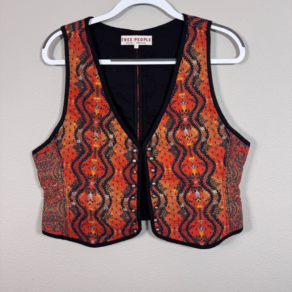 Free People Gemini Quilted Paisley Vest Boho Indie Western Women's Large - Picture 3 of 6